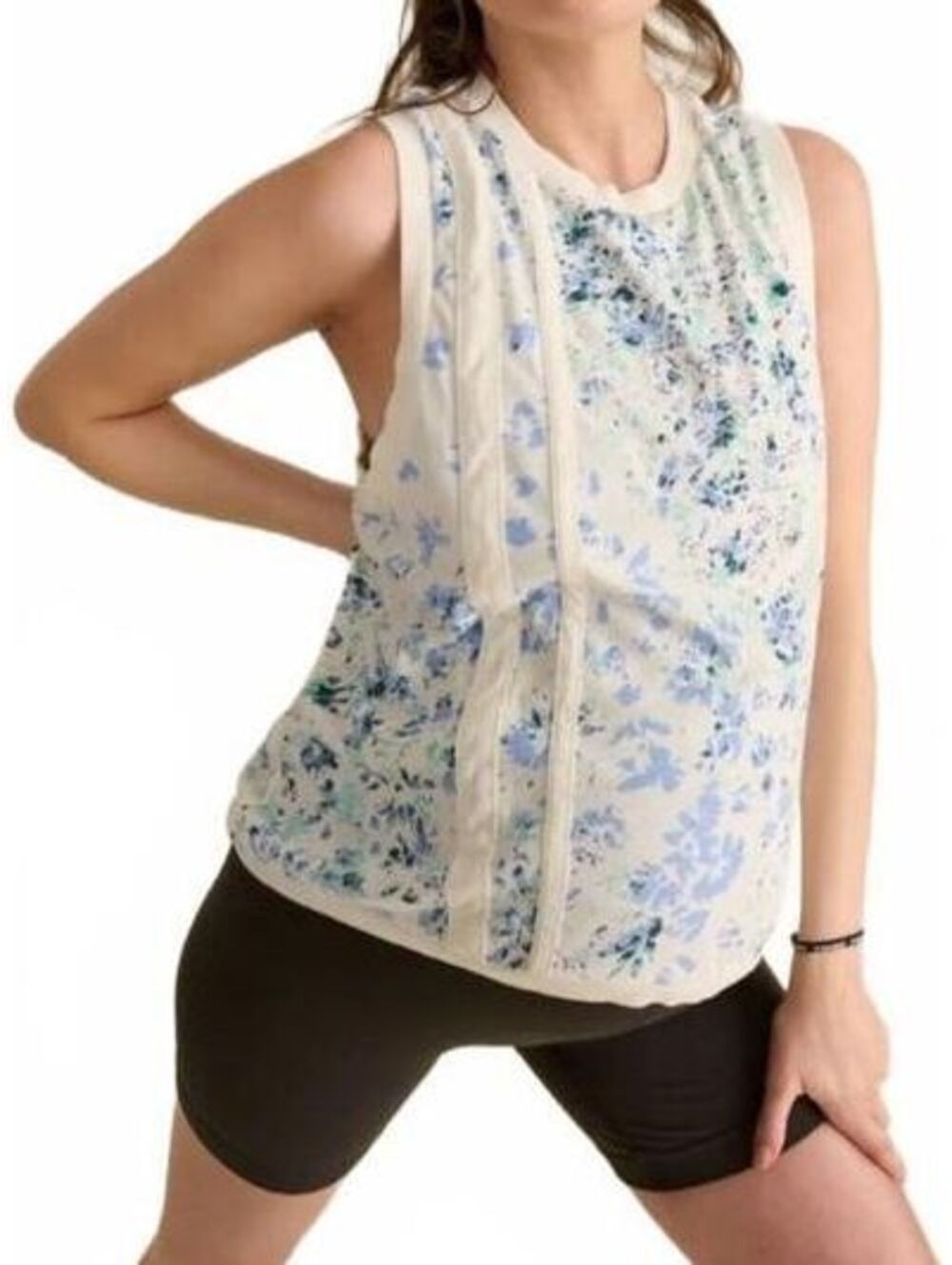 FP Movement x HATCH Love Floral Maternity Tank XS Blue White Free People